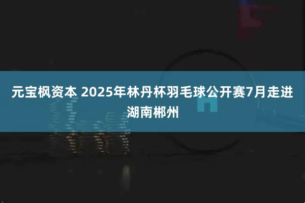 元宝枫资本 2025年林丹杯羽毛球公开赛7月走进湖南郴州