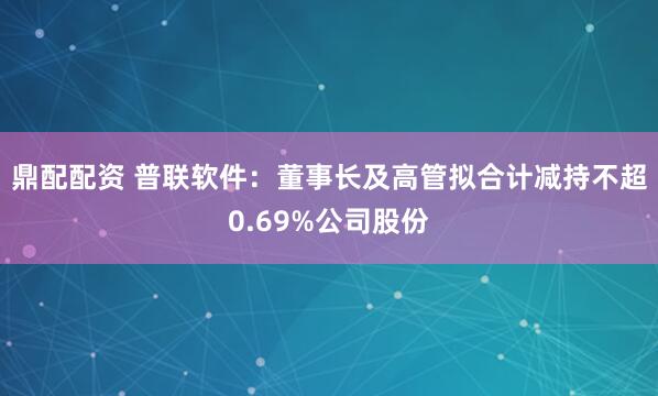 鼎配配资 普联软件：董事长及高管拟合计减持不超0.69%公司股份